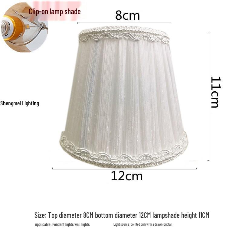 European Crystal Chandelier Fabric Lampshade, Clip-On, E27 Large Base, E14 Candle Bulb, Wall Light Shell Shade