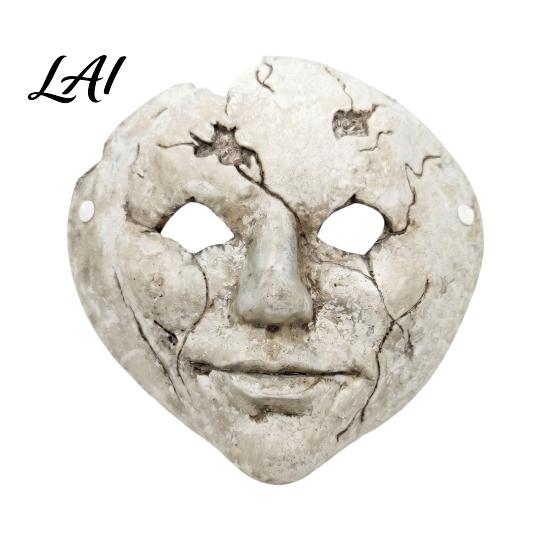 Detailed Cracked Texture Mask Halloween Horror Face Mask Breathable Lightweight Foam Eye Hole with Adjustable Strap Scary Props for Costume