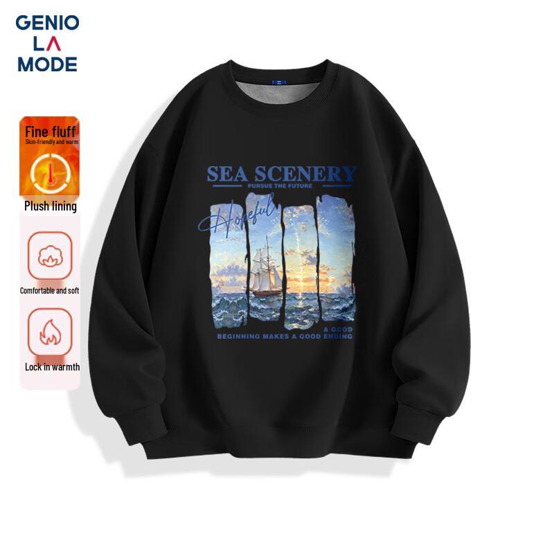 GENIOLAMODE Men's Autumn/Winter Heavyweight Loose-Fit Crewneck Sweatshirt