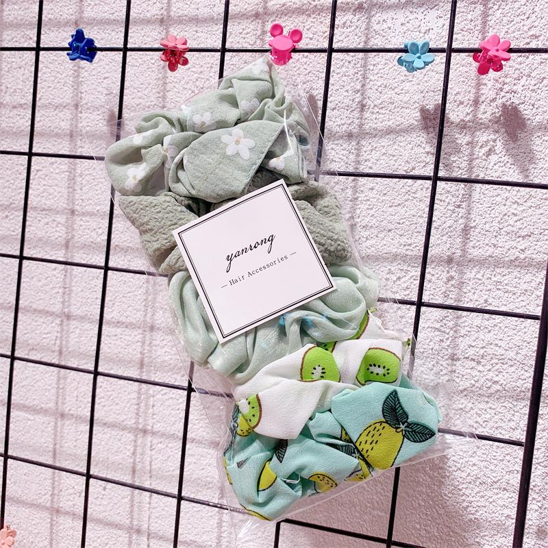 New 5PCS/Set Candy Color Printing Hair Ties For Women Cute HairBand Ponytail Holder Elastic Rubber Band Fashion Hair Accessories