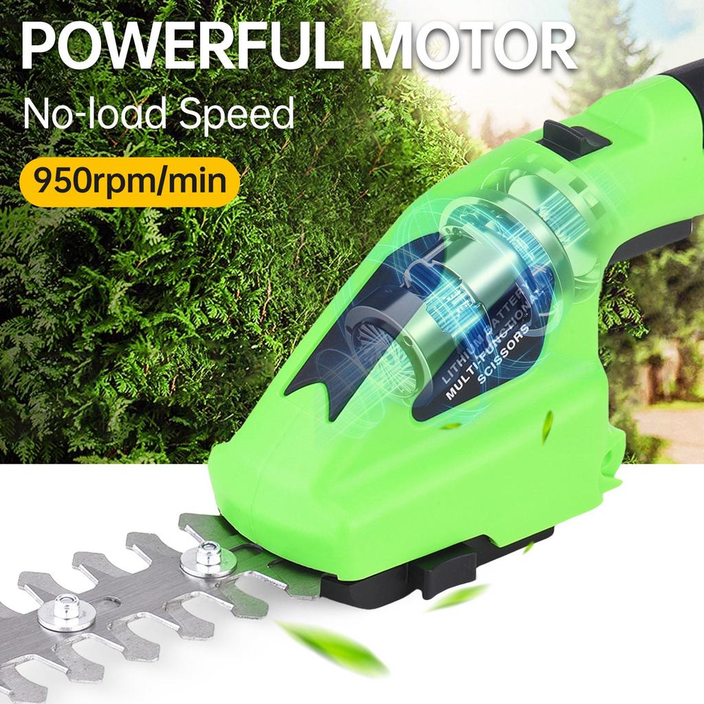 2in1 Electric Hedge Trimmer and Grass Shears 7.2V Cordless Handheld Bush Trimmer 1.5Ah