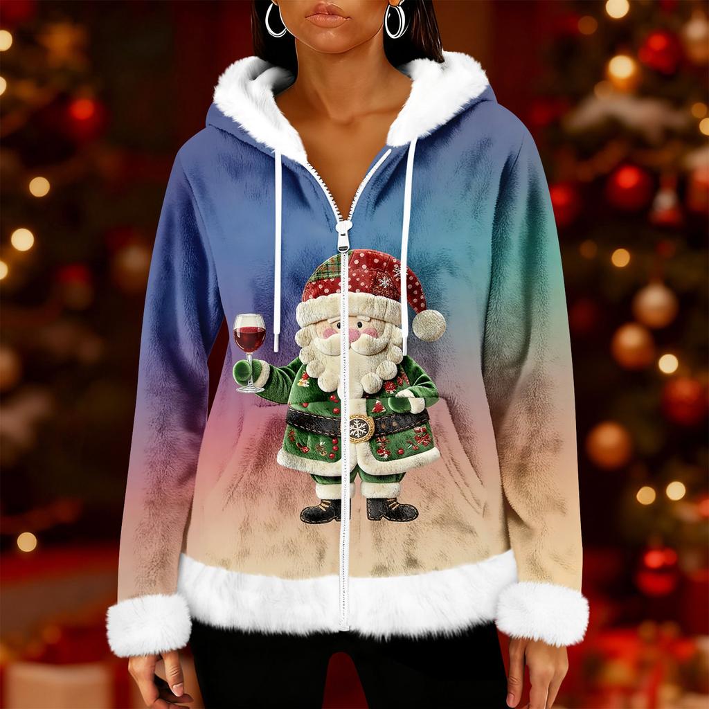 Cárdigan con Capucha de Forro Polar Casual de Moda para Mujer con Cremallera y Manga Larga