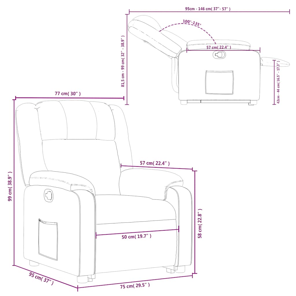 Recliner Chair with Lift Assistance Cappuccino Faux Leather