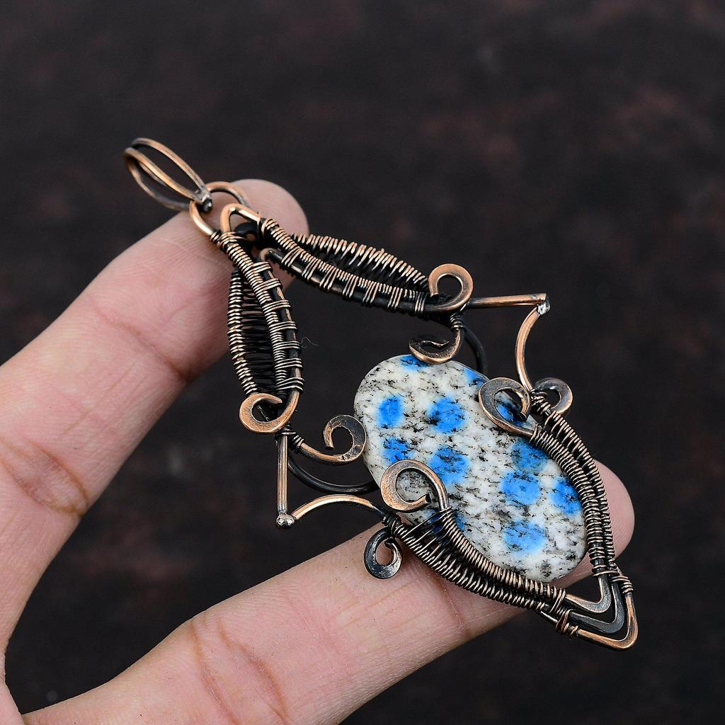 K2 Jasper Pendant Copper Wire Wrapped Pendant Original Gemstone Pendant Copper Jewelry Handmade Pendant Gift For Mother Wire Wrapped Jewelry