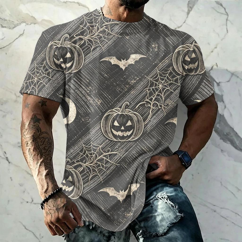 Men's Halloween Vintage Graphic T Shirt Loose Fit Breathable Short Sleeve Summer Sports Streetwear Casual Everyday Top