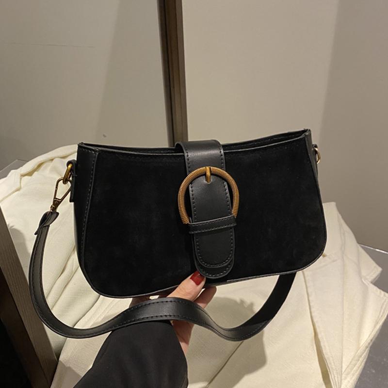 Høst og Vinter Dame Lett Ensfarget Liten Skulderveske Chic PU Lær Gullfarget Maskinvare Firkantet Underarmsveske