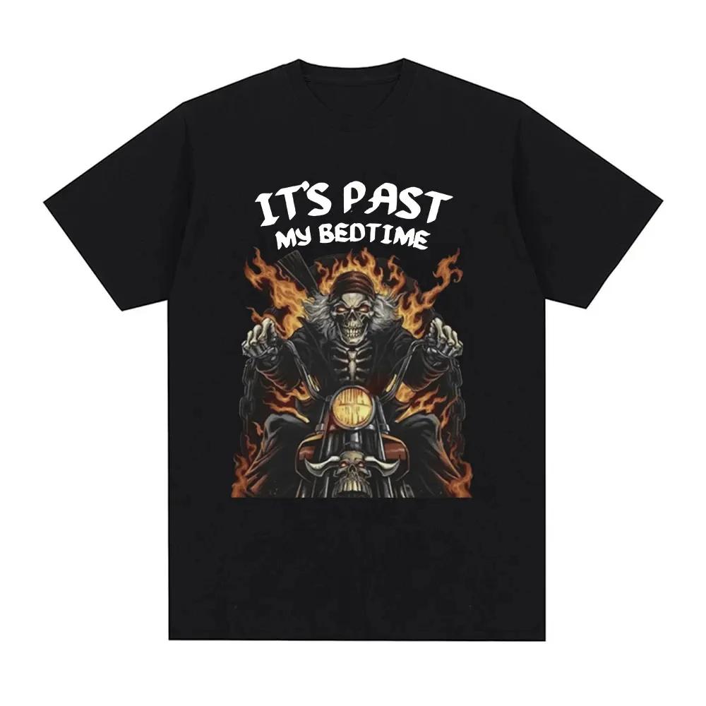 

Funny My Bedtime Is Past Skull Emoji T-shirt Men Cotton Short-sleeved Fashion Casual Retro Comfortable Oversized T-shirt Tops 4XL