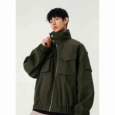 American Work Jacket for Men's Spring and Autumn New Loose Casual Versatile Collar Jacket