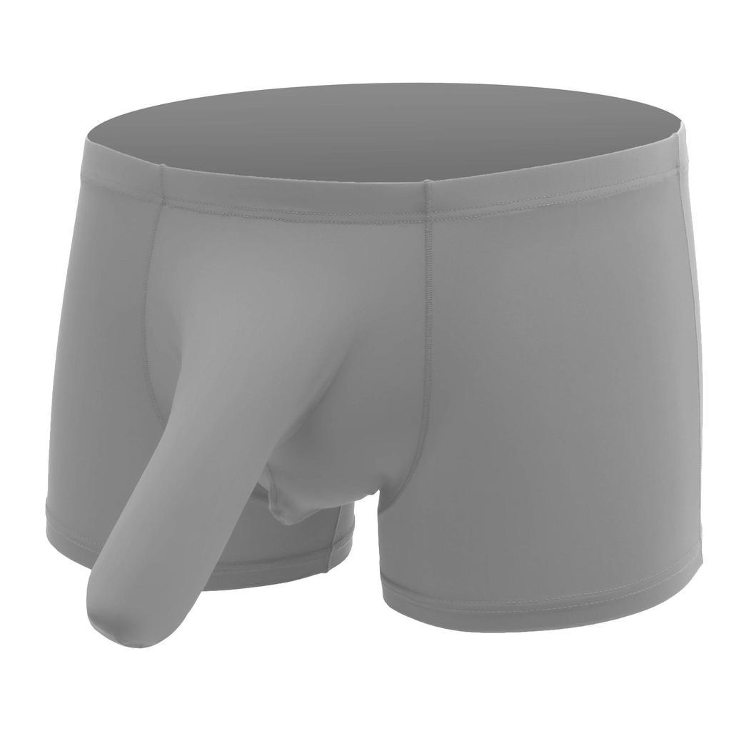Men's Transparent Ice Silk Boxer Briefs with Elephant Trunk Design, Sexy Four-Legged Underwear.