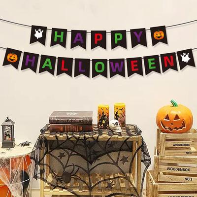 Halloween Birthday Pull Flag Ghost Pumpkin Happy Halloween Banner Hang Flag