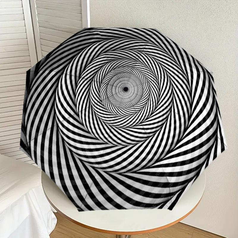 

1pc Black and White Spiral Pattern Umbrella with Plastic Handle,Suitable for All Seasons Home Travel Outdoor UmbrellaDD109