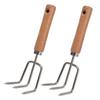 2PCS Garden Claw Rake with Wooden Handle Stainless Steel Rake Handheld Cultivator Tool