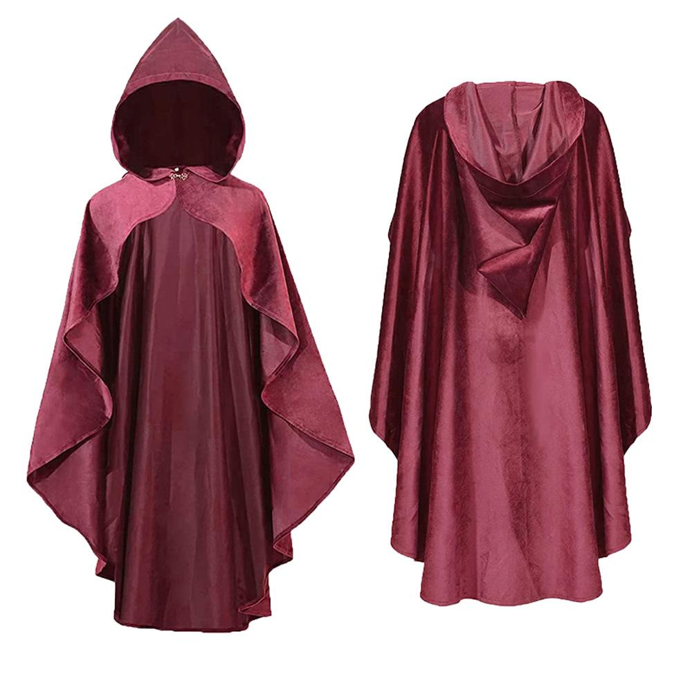 Steampunk Gothic Medieval Renaissance Shakespeare Punk Wizard Cloak, Victorian Vintage Hooded Cape for Halloween Cosplay
