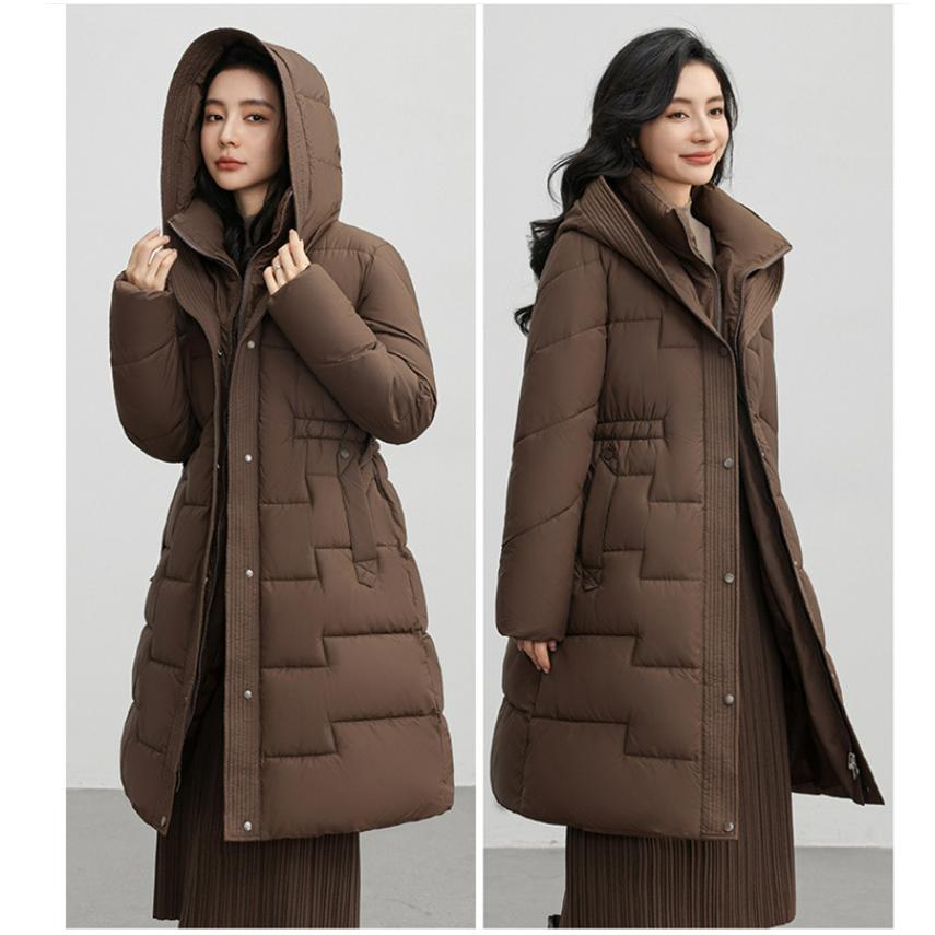 Down Padded Jacket Women's Winter Thickened Tooling Padded Jacket Art Long Style