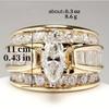 Huitan Wunderschöner Strahlender Markisenförmiger Zirkonia-Ring Damen Edel Party Zirkon für Jubiläum Mode Damen Luxus-Accessoires