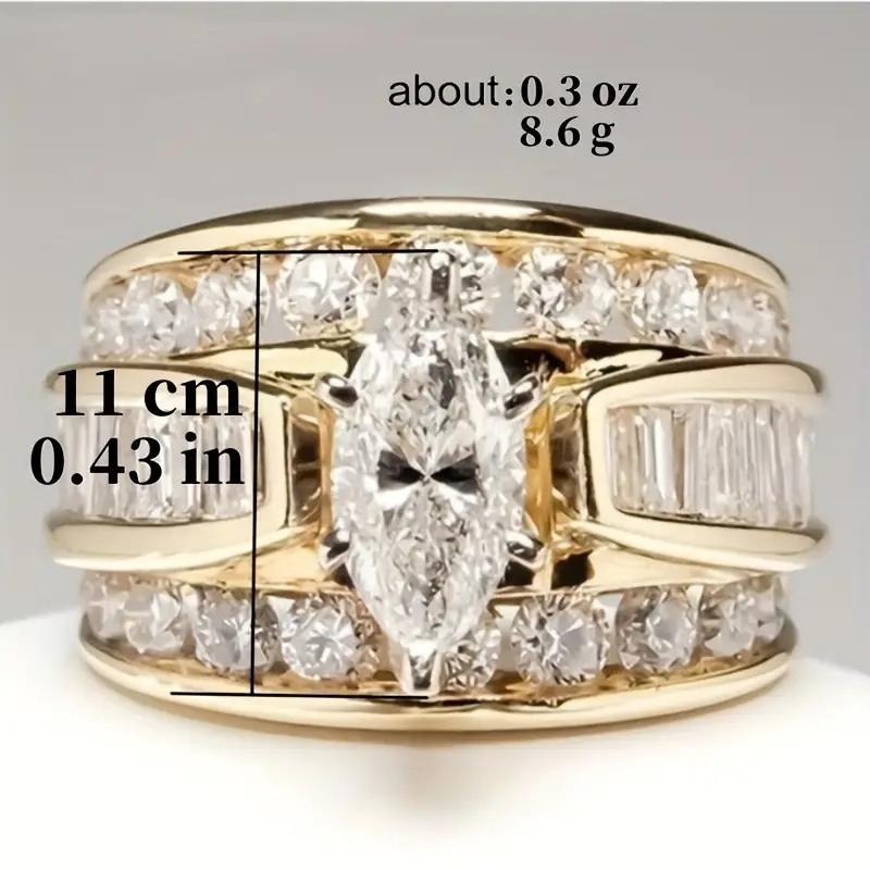 Huitan Wunderschöner Strahlender Markisenförmiger Zirkonia-Ring Damen Edel Party Zirkon für Jubiläum Mode Damen Luxus-Accessoires