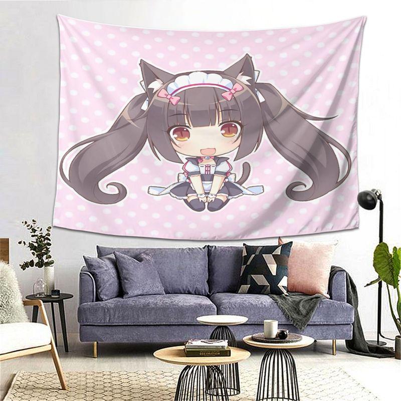 Wall Tapestry Cat Girl Amusement Park Nekopara Chocolate Chocola Tapestry Japanese Anime Cat Girl Maid Printed Room
