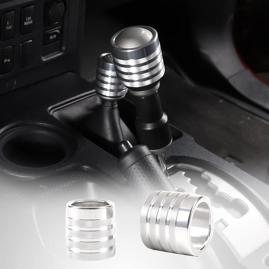 Gear Shift Knob Head Trim Cover Gear Shift Decoration Shifter Headcover Carbon Fiber Decoration Fit Toyota FJ Cruiser 2007-2021 (Silver)