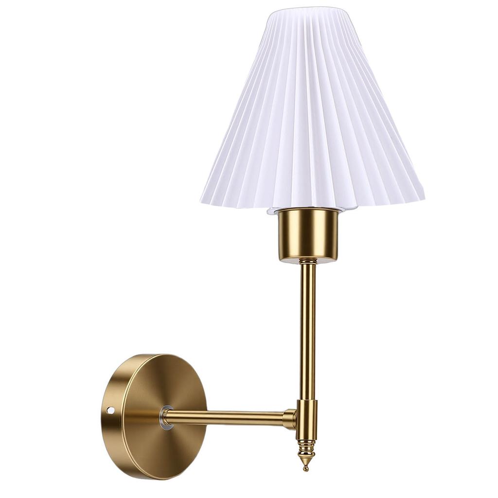 Gold Fabric Lampshade Nordic   Modern Rechargeable Cordless Wall Lamp for Bedroom Living Room