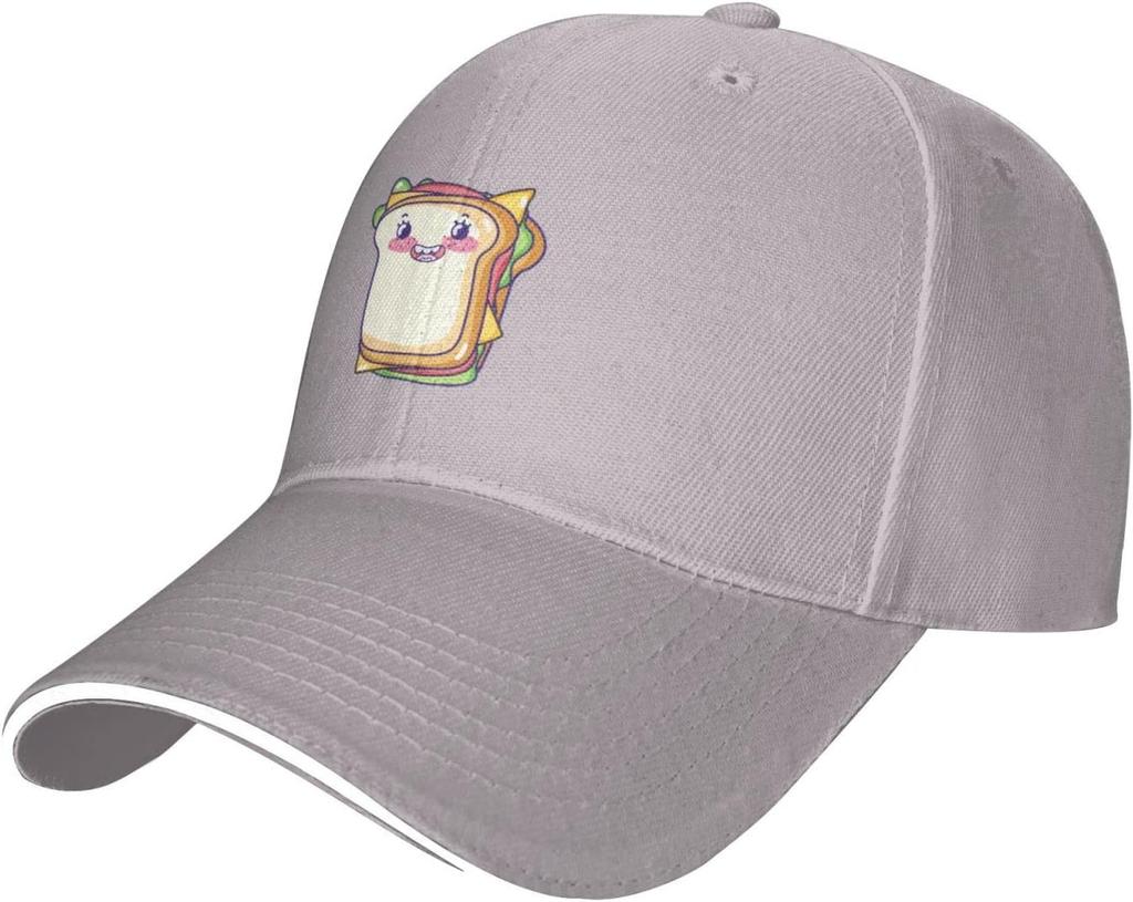 Cute Sandwich Print Baseball Cap Polyester Adjustable Casual Sun Protection Dad Hat for Unisex