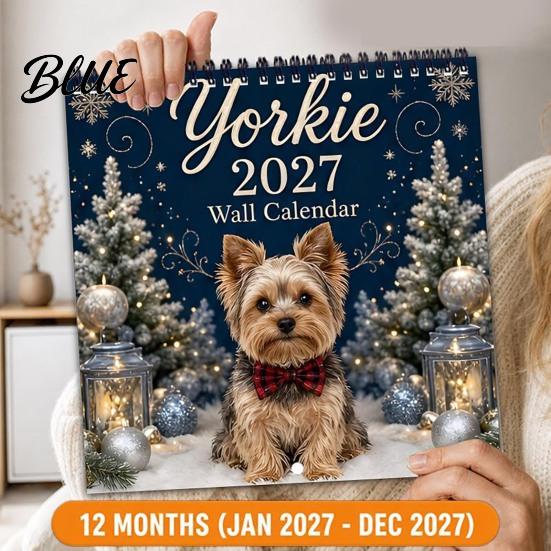 Holiday Present for 12 Month 2027 Wall Yorkshire Terriers Dog Owners Calendar Theme Calendar