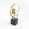 Metal Handicrafts Wrapped with Golden Ribbons Geometric Abstract Sculpture Metal Figurine Home Decoration Accessories