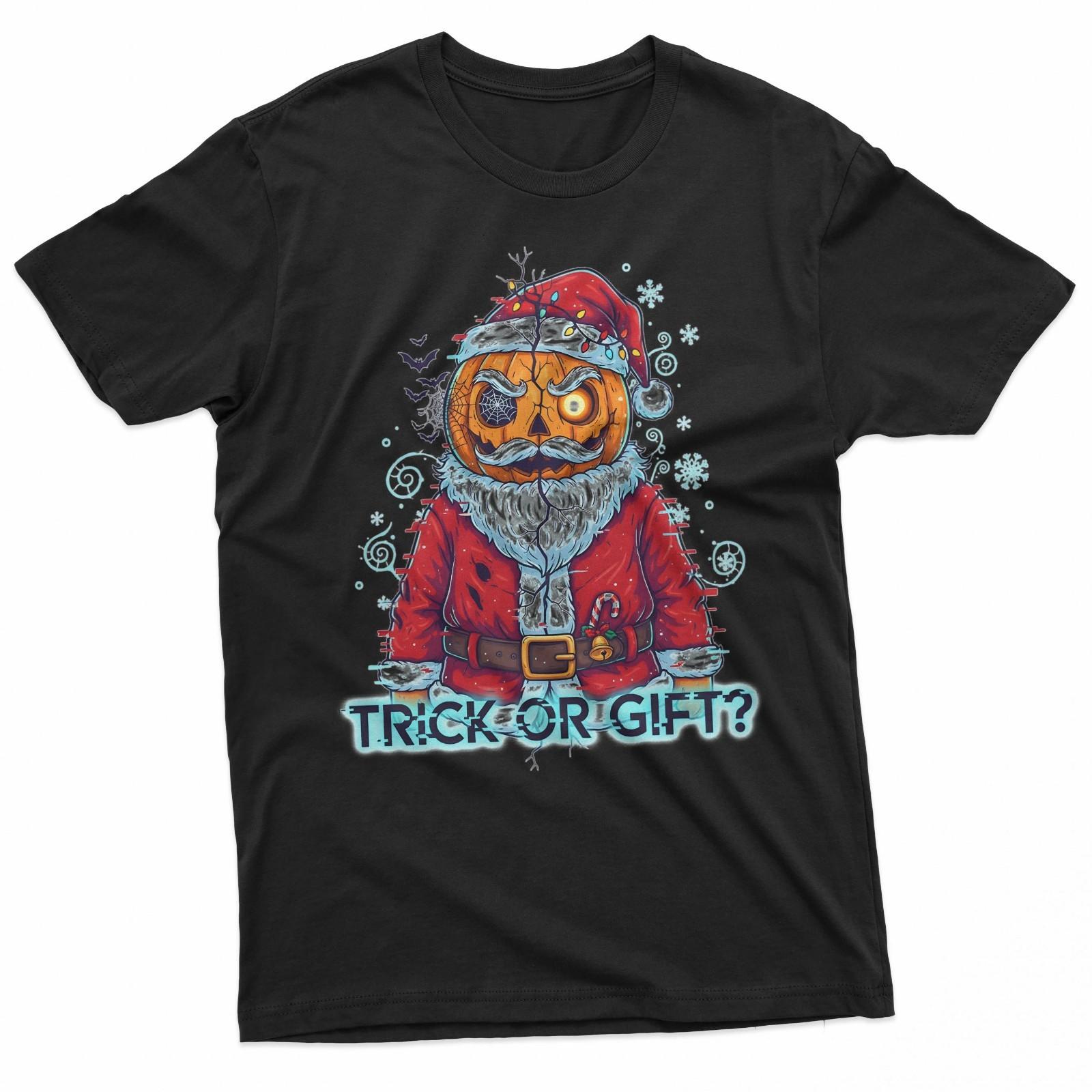 Horror Santa Pumpkin Head Glitch Art Trick Or Gift T-Shirt Unisex T-Shirt L