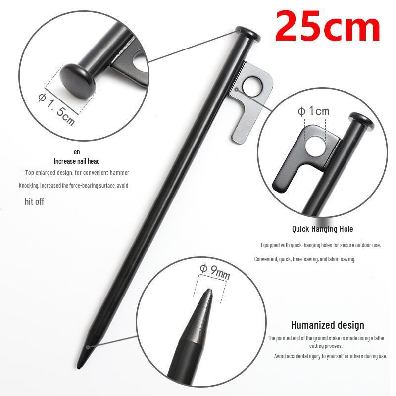 Outdoor Canopy Tent Peg Set with Thickened Ropes: Windproof, Extended Ground Steel Pegs for Camping and Beach.