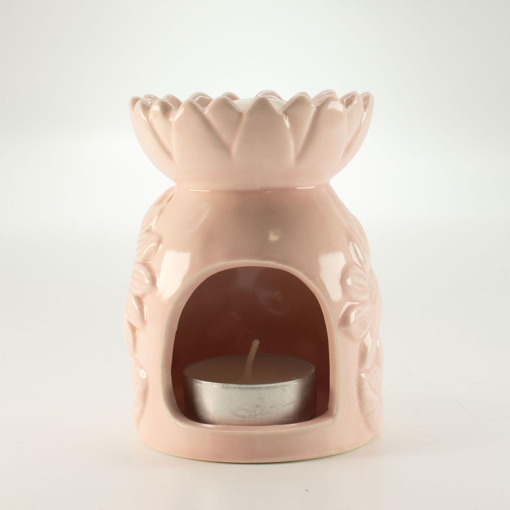 Ceramic Sunflower Oil Burner - Pastel Pink