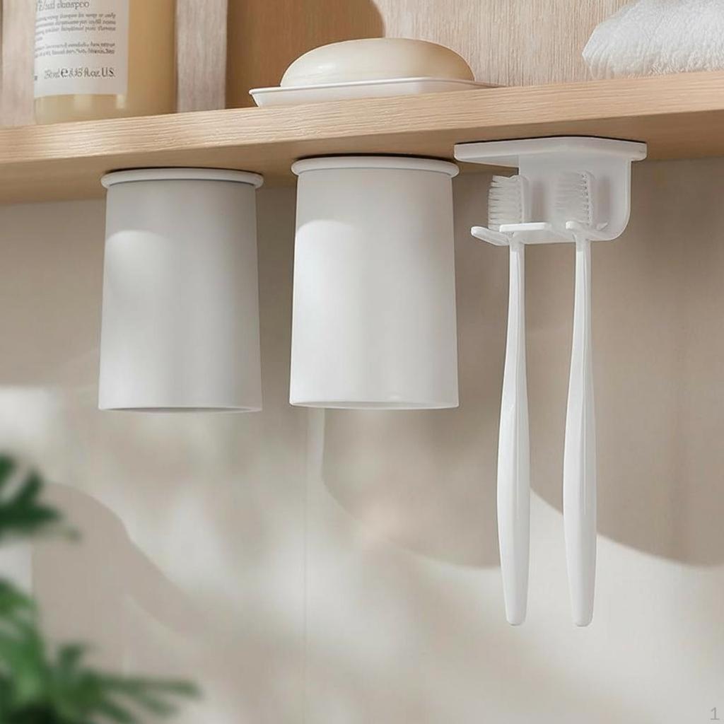 Toothbrush Holder, No Required, Modern Minimalist Bathroom Organizer 2Slot Holder