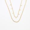 French Rhombus Sequined Double-Layer Stacked Titanium Steel Necklace Does Not Fade Niche Light Luxury Collarbone Chain Women'S High Sense