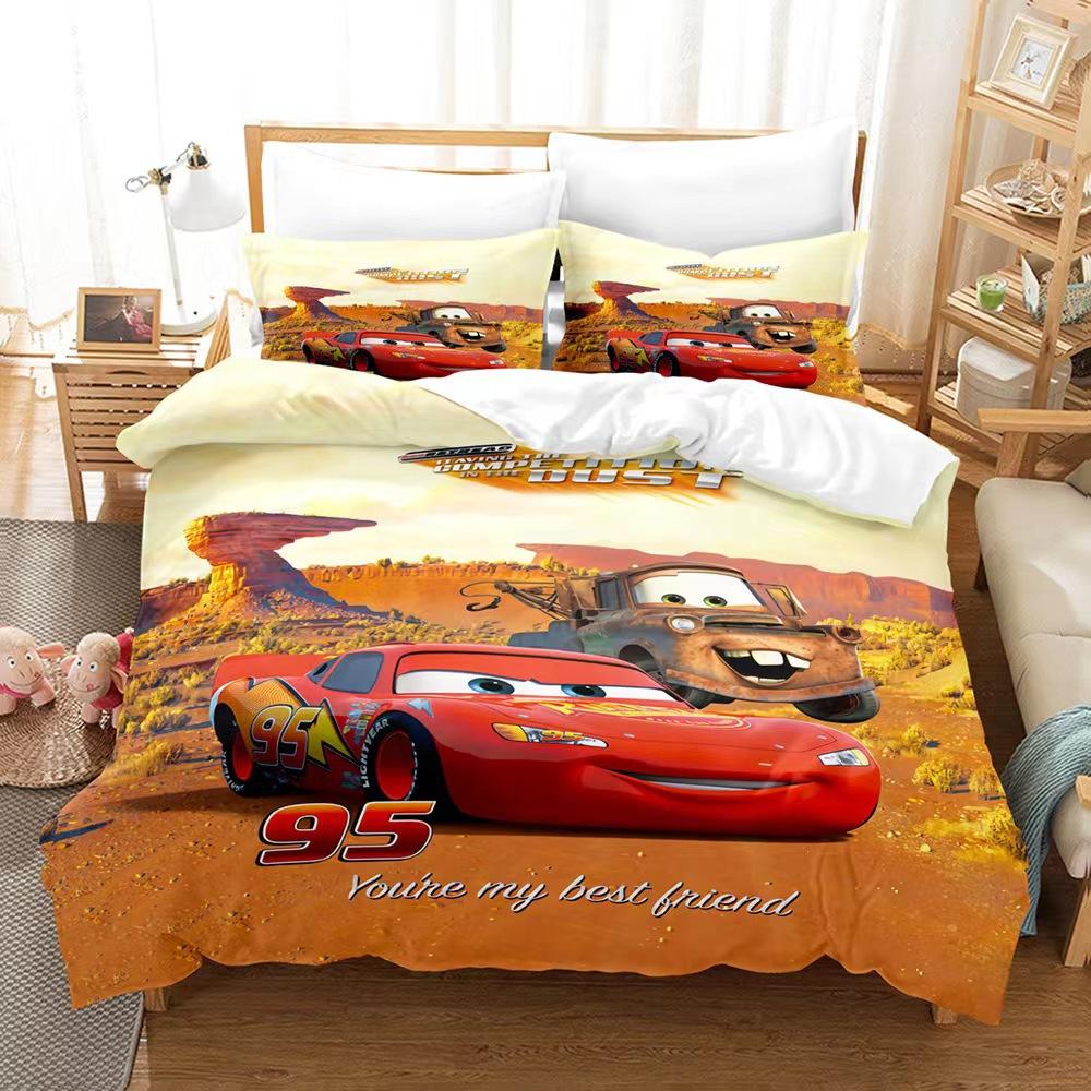 3D Digital Printing Three-Piece Anime Cars Quilt Cover Bedding Bedding Kit