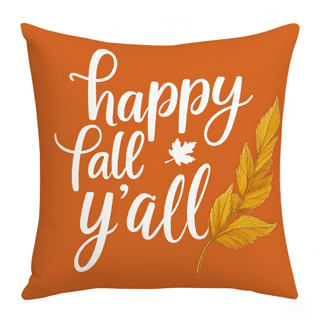 Thanksgiving Series Festive Warm Atmosphere Pumpkin Letter Print Pillow Case Nap Pillow Cushion