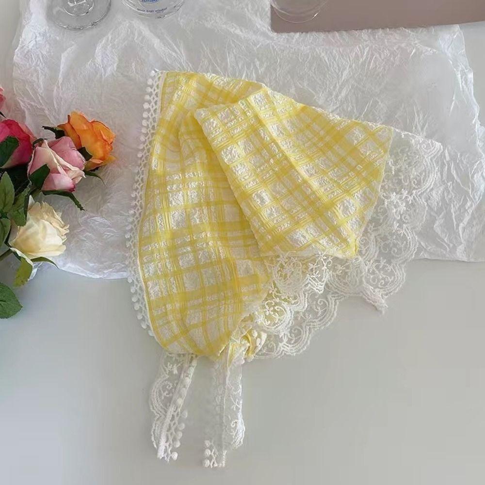 Multicolor Lace Hair Scarf French Pastoral Style Crochet Triangle Headscarf  Spring Outing