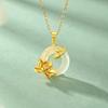 Women Light Luxury Ethnic Style Lotus Peace Buckle Simulated Chalcedony Clavicle Pendant Necklace
