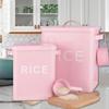 Metal Canister Rice Buckets Grain Tin Powder Laundry Powder Case Lid Scoop Insect-Proof Sealed Multipurpose Airtight