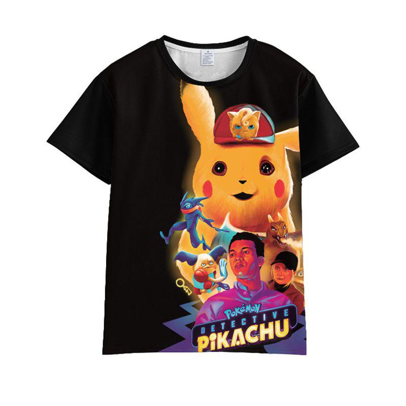 Tshirt Detective Pikachu 3d Print Short Sleeve Cosplay Costume Tops Tee