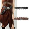 Steampunk Wide Waist Belt Gold Studded Vintage Western Belt Pu Leather Waistband Cowboy Large Round Buckle Belt For Themed Party