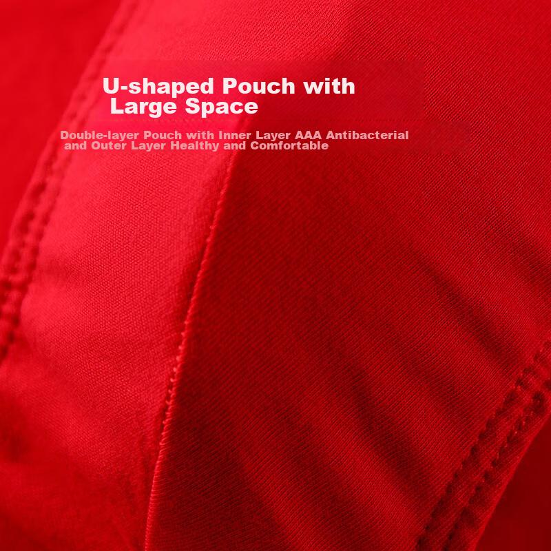 LANGSHA Horse Year Zodiac Red Men's Underwear, Cotton Antibacterial Crotch, Wedding New Year Festive Boxer Briefs