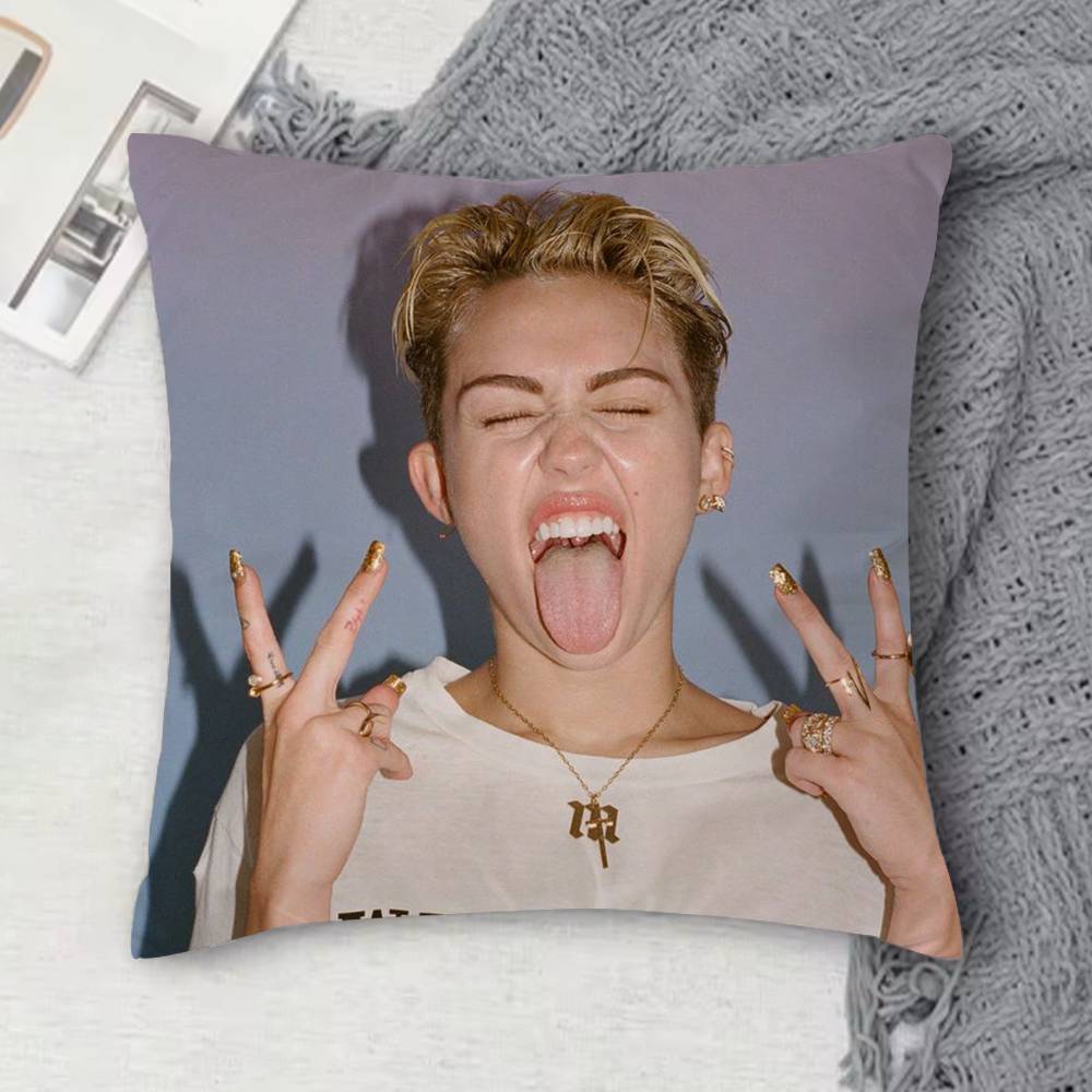 MMiley Cyrus Doublesided Printed Square Decorative Cushion Cover for Sofa Living Room Home Decor