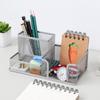 Creative Metal Art Pen Holder - Three-Grid Multifunctional Desktop Stationery Organizer
