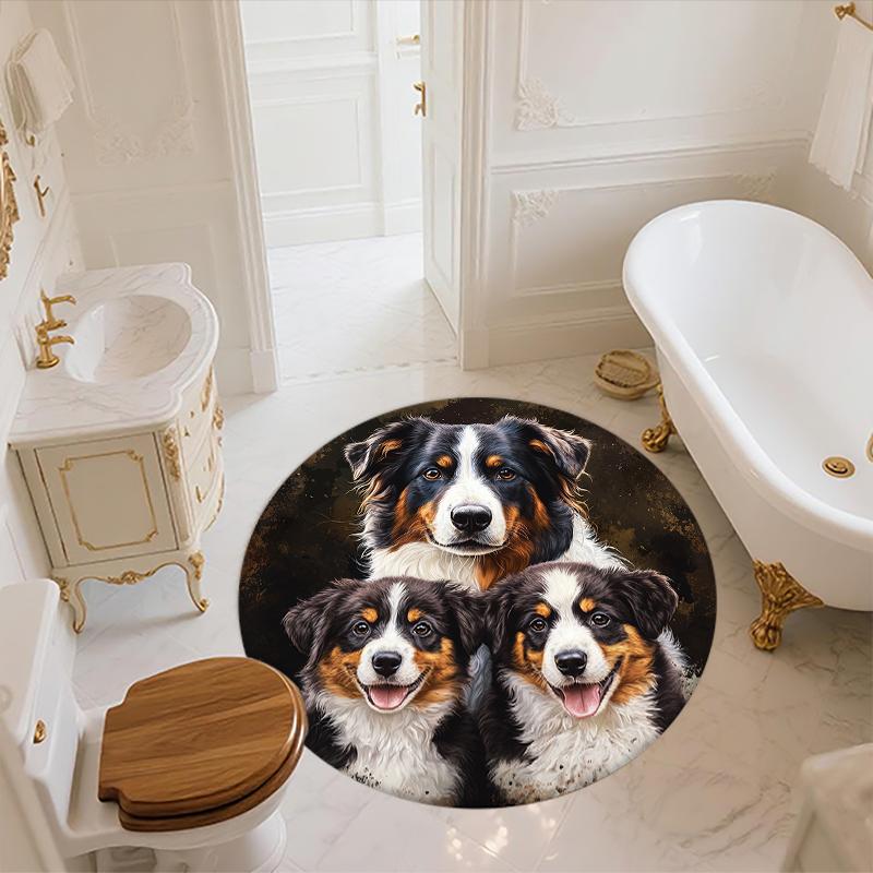 Bernese Mountain Dog pattern round rug, Carpet Rug for Living Room Bedroom Sofa Playroom Decor, Non-slip Floor Mat, Holiday Gifts and Birthday Gifts