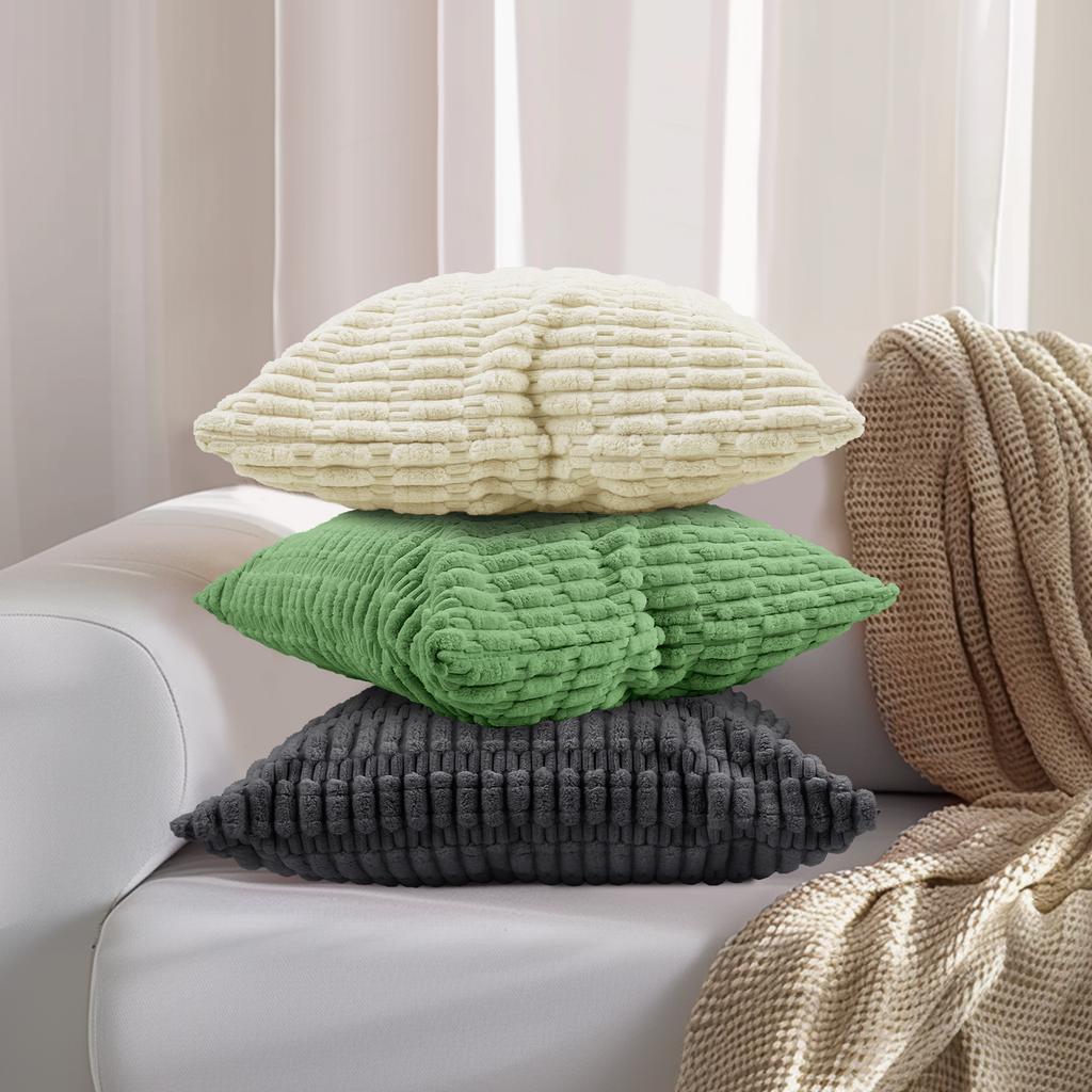Pack of 2/6 Pillow Covers 18x18 Inch Soft Corduroy Pillowcase Cream White Cushion Covers Decorative for Sofa Patio Living Room