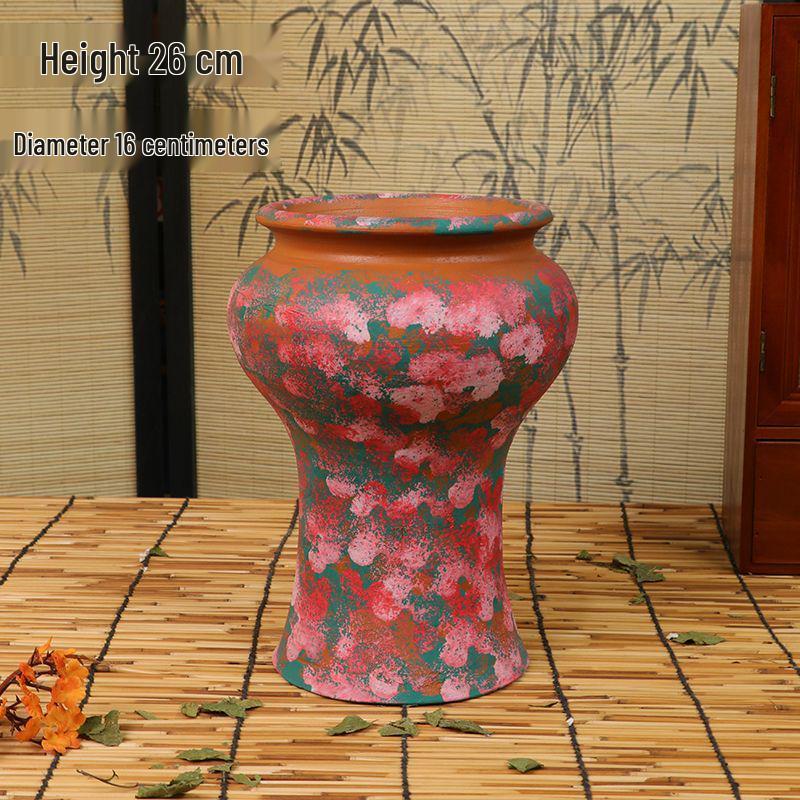 Hand-Painted Terracotta Flower Pots - Breathable Red Clay, Unglazed, Large Diameter, Creative Folk-Inspired Vases for Green Plants.
