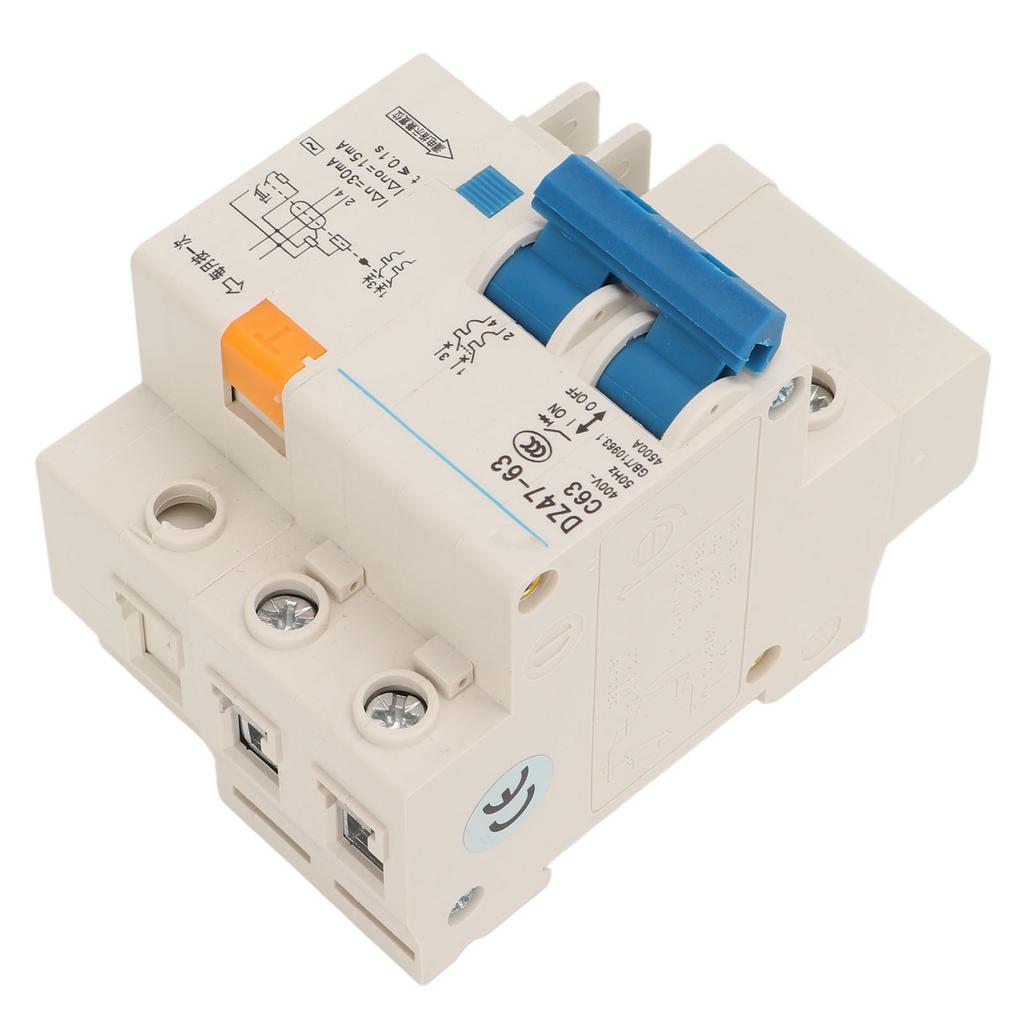 63A Circuit Breaker 2P Leakage Protection Air Switch DIN Rail Mounting Miniature Circuit Breaker 400V