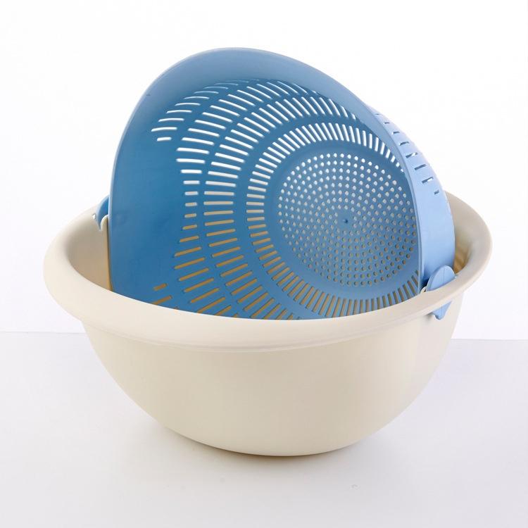 Double Drain Basket Washing Basket Multi-function Rotating Fruit and Vegetable Basket Practical Kitch