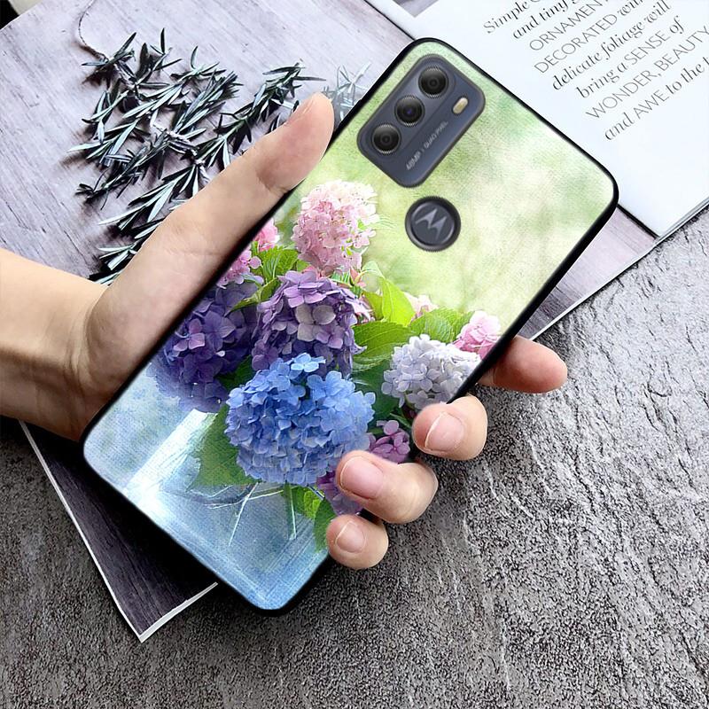 Etui na telefon z motywem hortensji dla Motorola Edge 50 40 Pro 40 30 Ultra Neo G Power G Stylus G Play E32 E20 E40