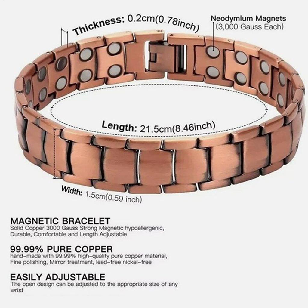 Magnetic Bracelets for Men Pure Copper Magnetic Bracelet Jewelry Jewelry Accessories for Running Sports Gym Fathers Outdoor