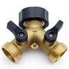 3/4 Inch 2 Way Brass Garden Hose Splitter Y-Type Tap Watering Connector Distributor for Outdoor Faucet 1/2/3 Set