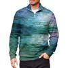 Men's Loose Casual 1/4 Zip Sweatshirt Fashion Printed Long Sleeve Top With Pockets